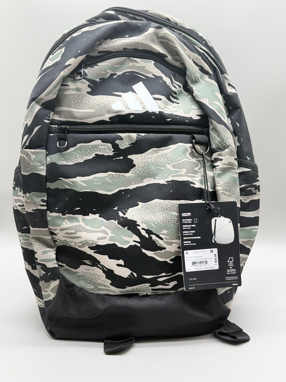 adidas Striker 3 Backpack Essential Camo Silver Green Black JK9919 NWT